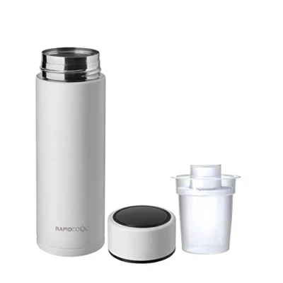 Abbildung von Nuby RapidCool™ Hilfe zur Zubereitung von die perfekte Säuglingsnahrung in nur 2 minuten für Babys Perfekt Unterwegs Inklusive Milchpulverspender und digitalem Deckel Weiß 0+ Monate