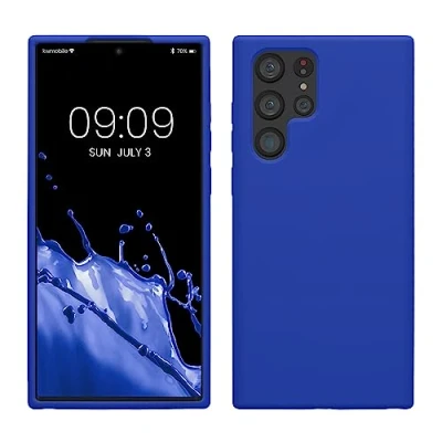 Abbildung von kwmobile Hülle kompatibel mit Samsung Galaxy S22 Ultra Silikon Handy Case Handyhülle weiche Oberfläche kabelloses Laden Baltik Blau