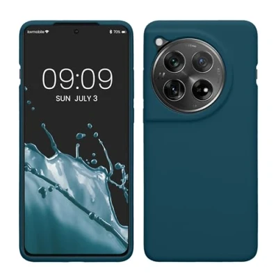 Abbildung von kwmobile Hülle kompatibel mit OnePlus 12 Silikon Handy Case Handyhülle weiche Oberfläche kabelloses Laden Petrol