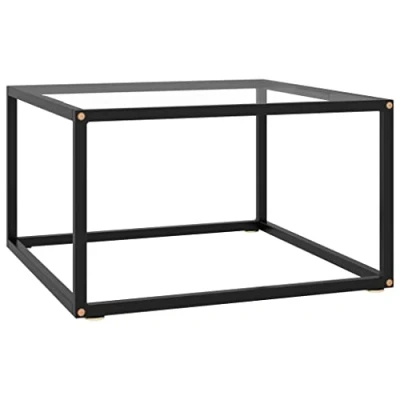 Abbildung von vidaXL Beistelltisch Couchtisch Kaffeetisch Wohnzimmertisch Sofatisch Teetisch Glastisch Tisch Schwarz mit Hartglas 60x60x35cm Stahl