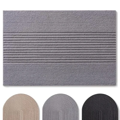 Abbildung von Blumtal Fußmatte 90x150 cm rutschfeste Schmutzfangmatte Fußabtreter mit Muster Fußmatten Haustür Türmatte aus Polyester innen/Schmutzfangmatte außen/Türvorleger Hellgrau