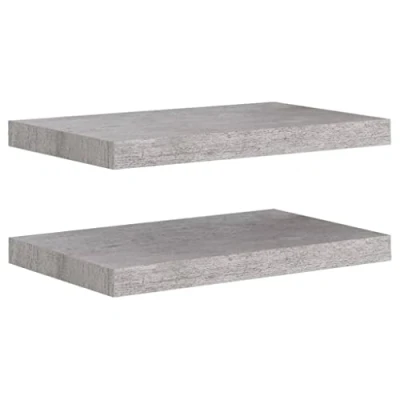 Abbildung von vidaXL 2X Schweberegal Wandregal Schwebend Bücherregal Wandboard Hängeregal Dekoregal Freischwebend Regal Wandablage Betongrau 50x23x3,8cm MDF