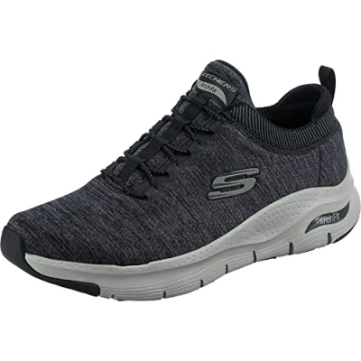 Abbildung von Skechers Herren Arch Fit Waveport Sneaker, Black Mesh Gray Trim, 42.5 EU