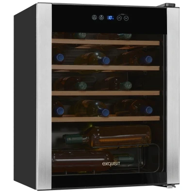 Abbildung von exquisit Weinkühlschrank WS1 24 GTE 030G schwarz,24 Flaschen LED schwarz EEK: G