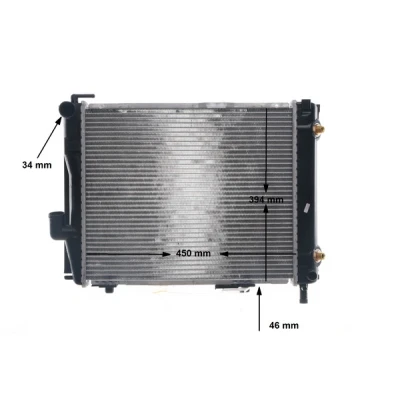 Abbildung von MAHLE ORIGINAL CR 257 000S Kühler, Motorkühlung für Fahrzeuge ohne Klimaanlage 450 368 42 Kühlrippen gelötet MERCEDES BENZ: W124 Limousine kfzteile,