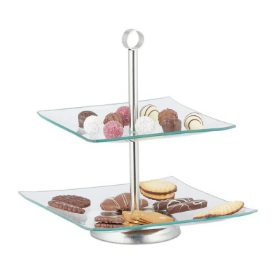 Abbildung von relaxdays Etagere 2 stufig, Glas