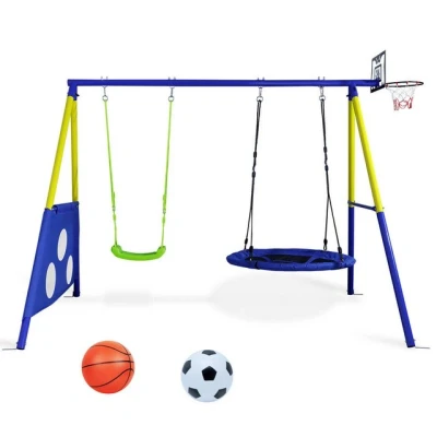 Abbildung von CCLIFE Doppelschaukel Schaukelgestell Outdoor 200 kg Metall Kinderschaukel
