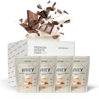 Abbildung von Energybody® Nature Whey Protein Isolate &amp; Concentrate Gastropack 2400g / zucker und fettarmes Molkenproteinpulver/Eiweiß Pulver ohne künstliche Verdickungsmittel/Eiweiss Shake (Moccaccino)