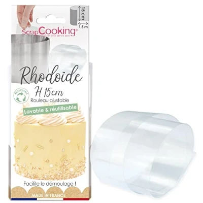 Abbildung von SCRAP COOKING ScrapCooking 9426 Rhodoid Band, Höhe 15 cm x 1,5 m, Rolle Rhodoid, transparent, für Kuchen, Desserts, Mousse, Käsekuchen, Backzubehör