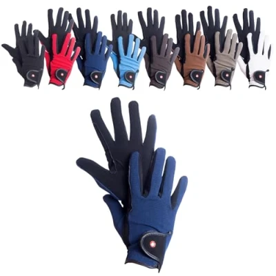Abbildung von RL24 Reithandschuhe Damen &amp; Herren Professional Nubuk Handschuhe zum Reiten Reiterhandschuhe mit Magic Lederimitat robust, rutschfest atmungsaktiv Reitzubehör in Schwarz/Navy M