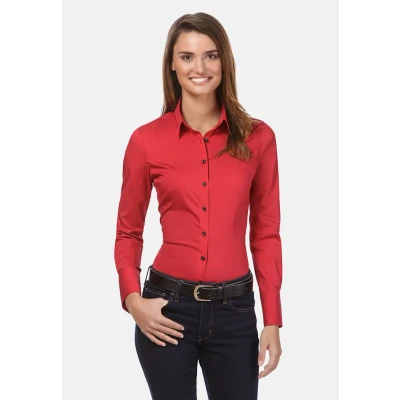 Abbildung von Vincenzo Boretti Tailliert Stretch Hemdbluse, Damen, Größe: 40, Rot
