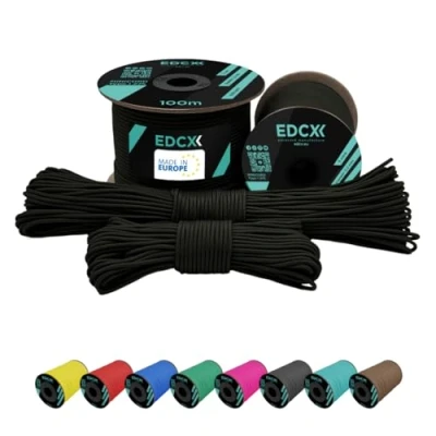 Abbildung von EdcX 2 mm Nylon Paracord 275 (15, 30, 50 and 100 m) 100% Rope, 3 Strand Cord, Cord in Many Colours (Army Green, 15