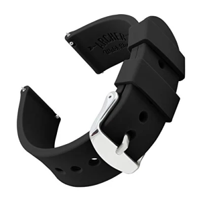 Abbildung von Archer Watch Straps Uhrenarmbänder aus Silikon mit Schnellverschluss (Schwarz, 18mm)
