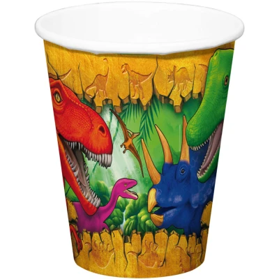 Abbildung von Dinosaurier Pappbecher Dino Party 250ml 6 Stück