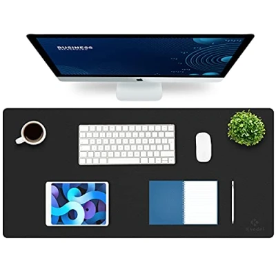 Abbildung von K KNODEL Tischunterlage, Schreibtischunterlage, 90 x 43cm PVC Laptop wasserdichte Schreibunterlage für Büro oder Heimbereich, doppelseitig (Schwarz/Schwarz)