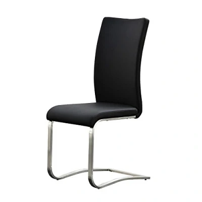 Abbildung von Robas Lund Esszimmerstuhl 2 er Set schwarz, Stuhl belastbar bis 130 kg, mit Kunstlederbezug, Gestell Edelstahl, 52l x 43b 103h centimeters