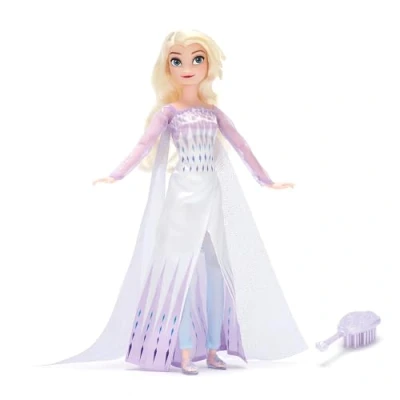 Abbildung von Disney Store Official Die Eiskönigin 2 ELSA Klassische Puppe 29 cm/11&quot; Voll bewegliche Prinzessinnen im eisblauen Outfit Mit Spielzeughaarbürste Ab 3 Jahren geeignet