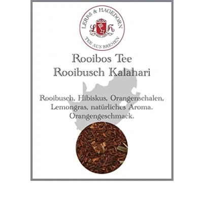 Abbildung von Lerbs &amp; Hagedorn, Rooibos Tee Rooibusch Kalahari Orangengeschmack 250g (Ca. 20 Liter) Hibiskus, Orangenschalen, Lemongras