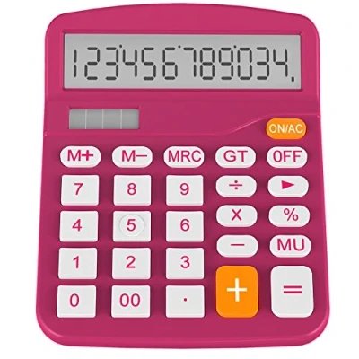 Abbildung von Helect Taschenrechner Standard Tischrechner 12 stelliger Dual Power (Solar und Batterie) Tischrechner, Pflaume