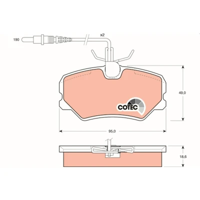 Abbildung von TRW COTEC GDB793 Bremsbelagsatz inkl. Verschleißwarnkontakt mit Bremssattelschrauben Zubehör PEUGEOT: 405 I Limousine, II Limousine