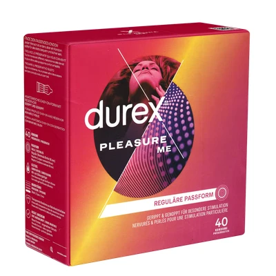 Abbildung von durex Kondome Pleasure Me Mit Noppen &amp; Rippen anatomischer Easy On Form Vorratspack, 40 St.