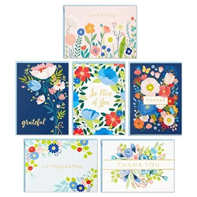 Abbildung von Hallmark Dankeskarten Sortiment Folk Art Blumen (36 mit Umschlägen)