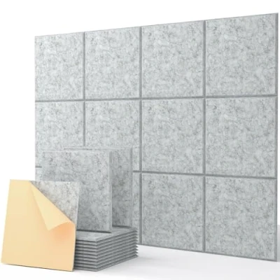 Abbildung von Akustikplatten selbstklebend 12 Stück schalldämmung schallschutz Wand Hohe Dichte Polyester Akustikpaneele Abgeschrägtes Kantendesign für Decken Holz &amp; Tür 30x30x0.9cm (Silbergrau)