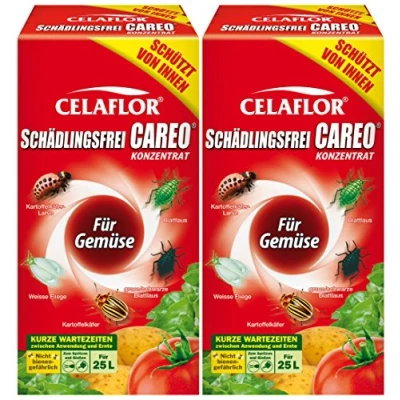Abbildung von Celaflor Schädlingsfrei Careo Konzentrat Gemüse, Vollsystemisches Mittel mit schneller und breiter Wirkung gegen Blattläus, Zikaden, Weiße Fliege, Raupen, Käfer, Buchsbaumzünsler, 500 ml
