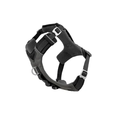 Abbildung von Kurgo Journey Air Hundegeschirr, Mit gepolstertem Brustteil und Rückgriff, Für Hunde von 5 11 kg, Größe S, Schwarz/Grau