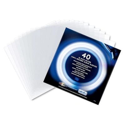Abbildung von Retro Musique Packung mit 40 x 12 Zoll äußeren Vinyl Schallplattenhüllen Kristallklar, faltenfrei, Kunststoffhüllen für Einzel , Doppel Dreifach &amp; Gatefold LP Alben Polyethylen Albenhüllen