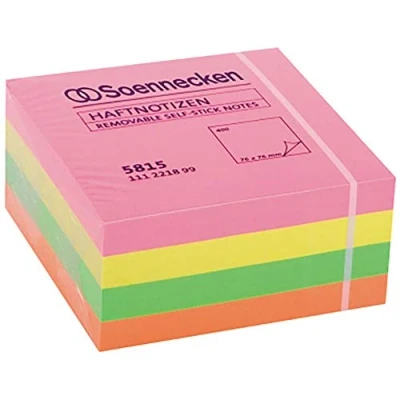 Abbildung von Soennecken Haftnotizwürfel 5815 75x75mm 400 Blatt neonfarben