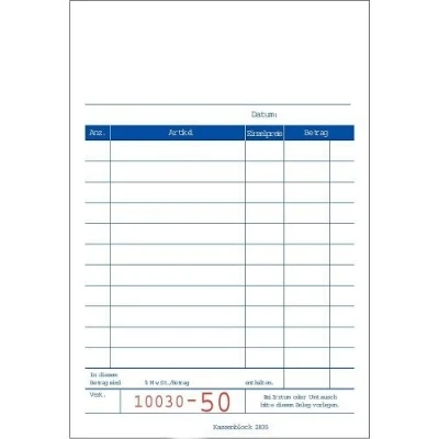Abbildung von 10 x Avery Zweckform Formularbuch Kassenblock A6 2x50 Blatt