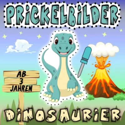 Abbildung von Prickelbilder Dinosaurier ab 3 Jahren: 40 Dino Prickelblock für Kinder Malen, Prickeln, Ausschneiden und Basteln Jungen ... Verbastelbuch die Allerkleinsten