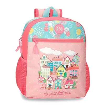 Abbildung von Roll Road My Little Town Vorschulrucksack, anpassbar, Rosa, 27 x 33 11 cm, Polyester, 9,8 l, Rucksack für die Vorschule, anpassbar an den Trolley