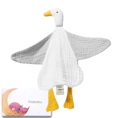Abbildung von Mababu Schmusetuch Ente EXTRA weiches Schnuffeltuch Baby aus 100% GOTS Musselin Bio Baumwolle Geschenk zur Geburt ab 0 Monate Junge &amp; Mädchen Kuscheltier Schnuffeltücher