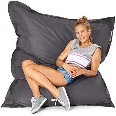 Abbildung von Green Bean© Outdoor Sitzsack 120x160cm 270 Liter Kinder &amp; Erwachsene Bean Bag EPS Perlen Füllung Riesensitzsack Groß Liegekissen Waschbar Wetterfest Lounge Chair Sitzkissen Bodenkissen Antharzit