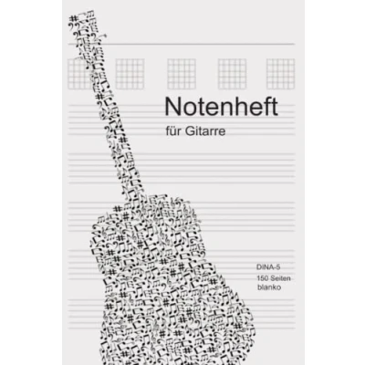 Abbildung von Blanko Notenheft für Gitarre: Gitarren Tabs Tabulatur Heft: A5 150 Seiten Heft Gitarre Block Gitarrenheft