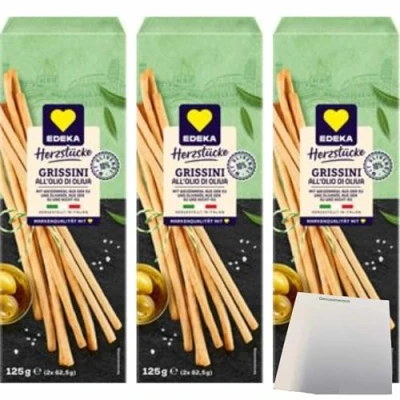 Abbildung von Edeka Italia Grissini mit 10 % Olivenöl aus Italien 3er Pack (3x125g Packung) + usy Block
