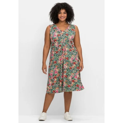 Abbildung von sheego by Joe Browns Jerseykleid &quot;Große Größen&quot;, mit Blumendruck und gelegten Falten