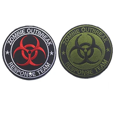 Abbildung von LanXin 2 Stücke Zombie Outbreak Response Team Stickerei Patch militärische Moral Taktische Emblem Abzeichen Applikationen Gestickte Aufnäher Haken und Schleife Verschlüsse Patches Sichern