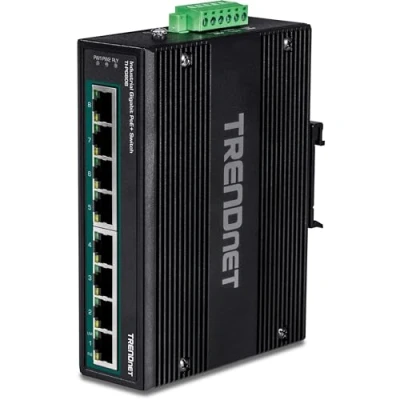 Abbildung von TRENDnet TI PG80B 8 Port PoE+ Switch Industrial Gigabit DIN Rail (24 56V), schwarz