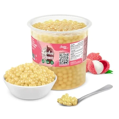 Abbildung von INSPIRE FOOD Bubble Tea Perlen Litschi für Popping Boba Perlen, Tapioka Fruchtperlen und 100% vegan glutenfrei, ohne künstliche Farbstoff, 3.2KG