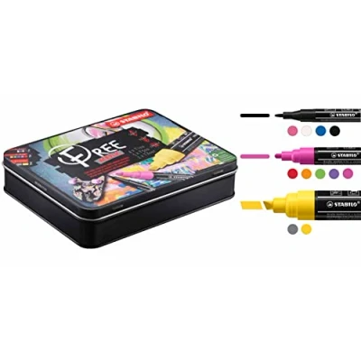 Abbildung von Acrylmarker STABILO FREE Acrylic Starter Set 11er Pack 4x T100, 5x T300, 2x T800C in 11 verschiedenen Farben