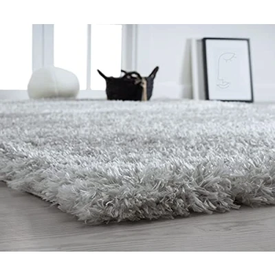 Abbildung von Mia&#039;s Teppiche Fiona Wohnzimmer, Schlafzimmer, Silber 160x230 cm Hochflor