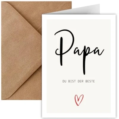 Abbildung von Karte Papa Du bist der Beste Glückwunschkarte zum Vatertag oder Herrentag inkl. Briefumschlag Geburtstag Vater DIN A6 Format Vatertagskarte (Klappkarte Beste)