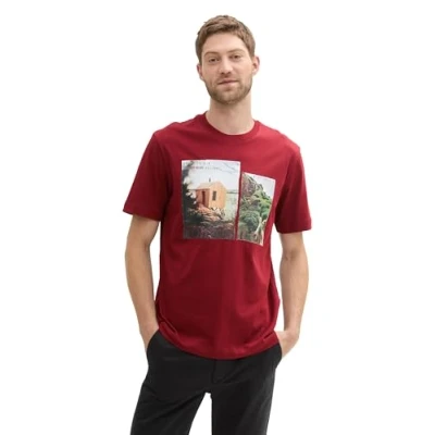 Abbildung von TOM Tailor Tshirt print, Herren, Größe: Large, Burgundy dark red