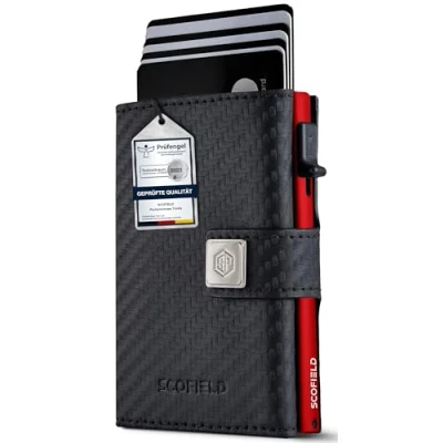 Abbildung von SF SCOFIELD Trinity Premium Slim Wallet mit Münzfach I Wallets for Men Kartenetui 10 12 Karten Kreditkartenetui RFID Schutz Portemonnaie Smart Geldbörse