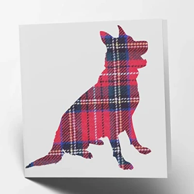 Abbildung von Blanko Grußkarte von Maturi mit Schottenmuster Deutscher Schäferhund, 15,5 x cm
