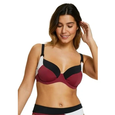 Abbildung von SANS COMPLEXE Women&#039;s Beyond The Beach Badeanzug mit Verstärkungen, jenseits des Strandmodells, Colorblock Plum, 95d, 36D