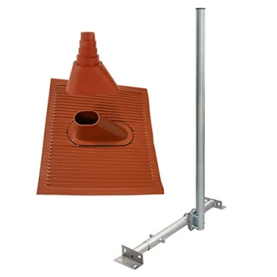 Abbildung von Premium X Basic X120 48 SAT TV Dachsparrenhalter 120cm Mast 48mm Dach Sparren Halterung Kabeldurchführung für Satelliten Antenne Satellitenschüssel Dachabdeckung ALU Ziegel Manschette rot